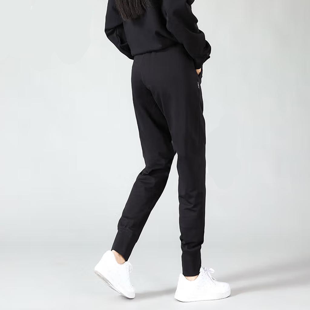 Спортивные брюки Li Ning Fitness Series с однотонным логотипом и эластичным поясом, с манжетами, женские брюки черного цвета AKLS786-1