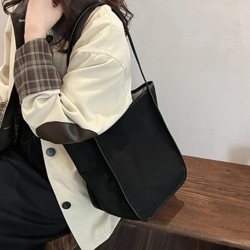Sewing Thread Lazy Style Frosted Bucket Bag High Texture Commuting Bag Casual Underarm Single Women's Shoulder Bag