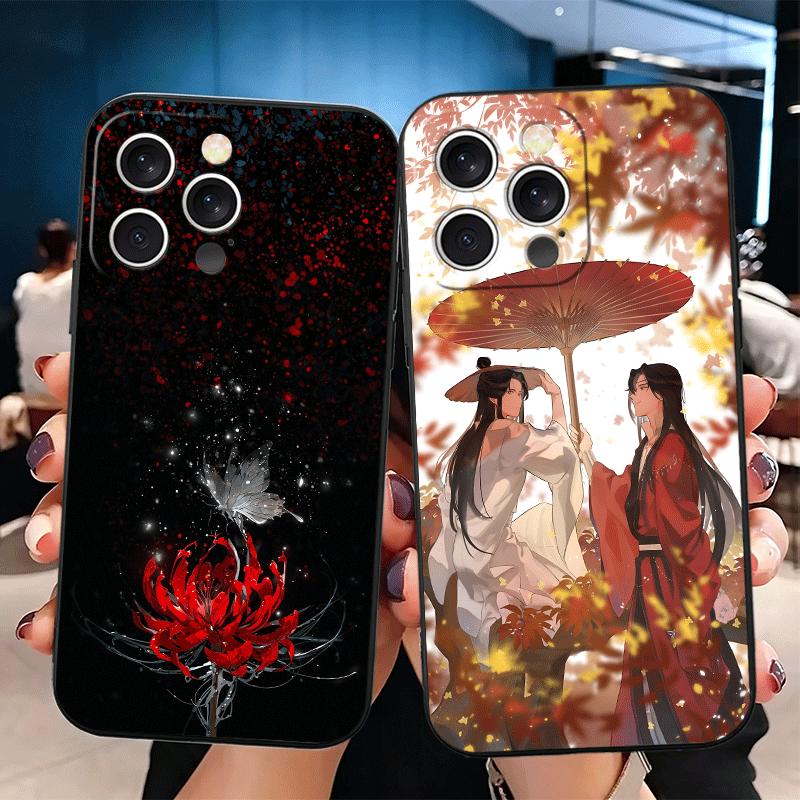 Благословение Небесного Владыки Аниме Мягкий Чехол для Телефона для iPhone 16 16E 17 Air 15 Pro Max 14 Plus 13 Mini 11 12 7 Черный Чехол Задняя Панель Sh