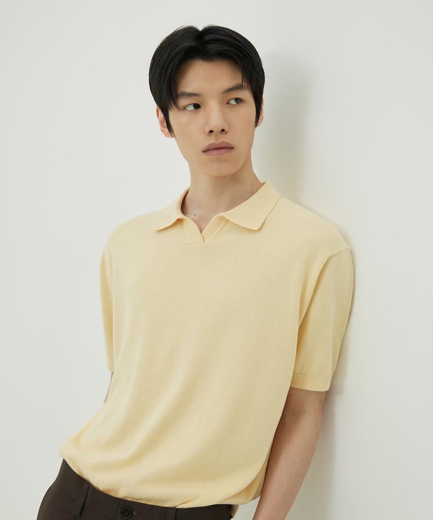 THEKNITCOMPANY Lecture Cotton Knitted Collared T-Shirt 6 Colors (Type B)