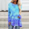 Women's Fashionable Loose Mid-length Round Neck Pullover Christmas Printed Raglan Sleeves Long-sleeved Casual Top