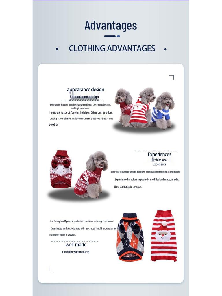 Осенне-зимний рождественский свитер для собаки с высоким воротом - Теплый трикотаж для питомцев