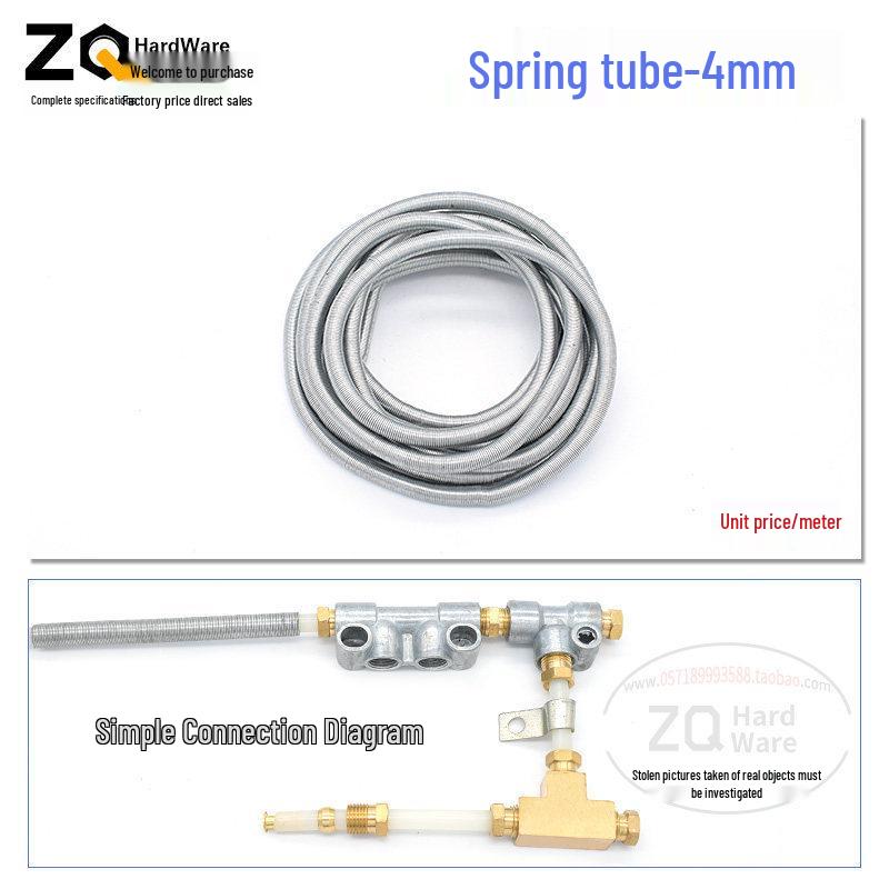 Oil Circuit Distributor Set: Nylon Tube, Copper Double-Ended Plug, Bushing, Inner Snap Ring (810x1 to 1/4), 68mm.