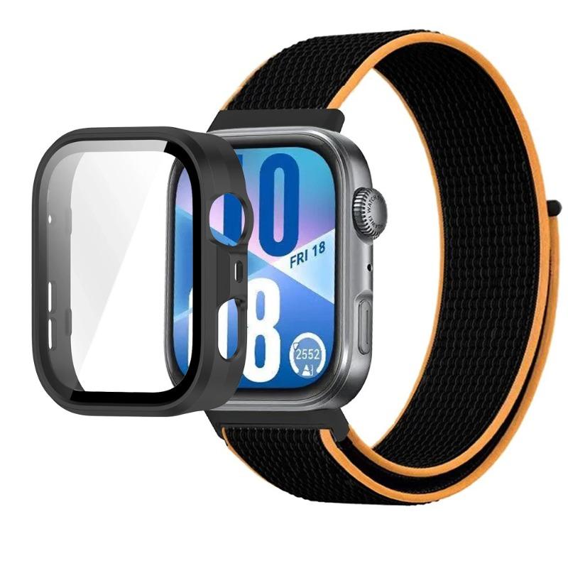 Нейлоновый ремешок + ПК-корпус для Huawei Watch Fit 3/4/4 Pro Защитный чехол от падения + Удобный дышащий браслет Ремешок Correa