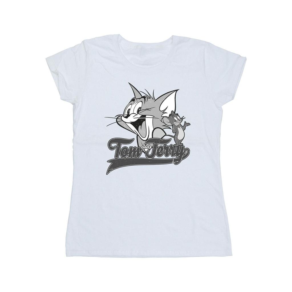 Tom And Jerry Womens/Ladies Greyscale Square Cotton T-Shirt