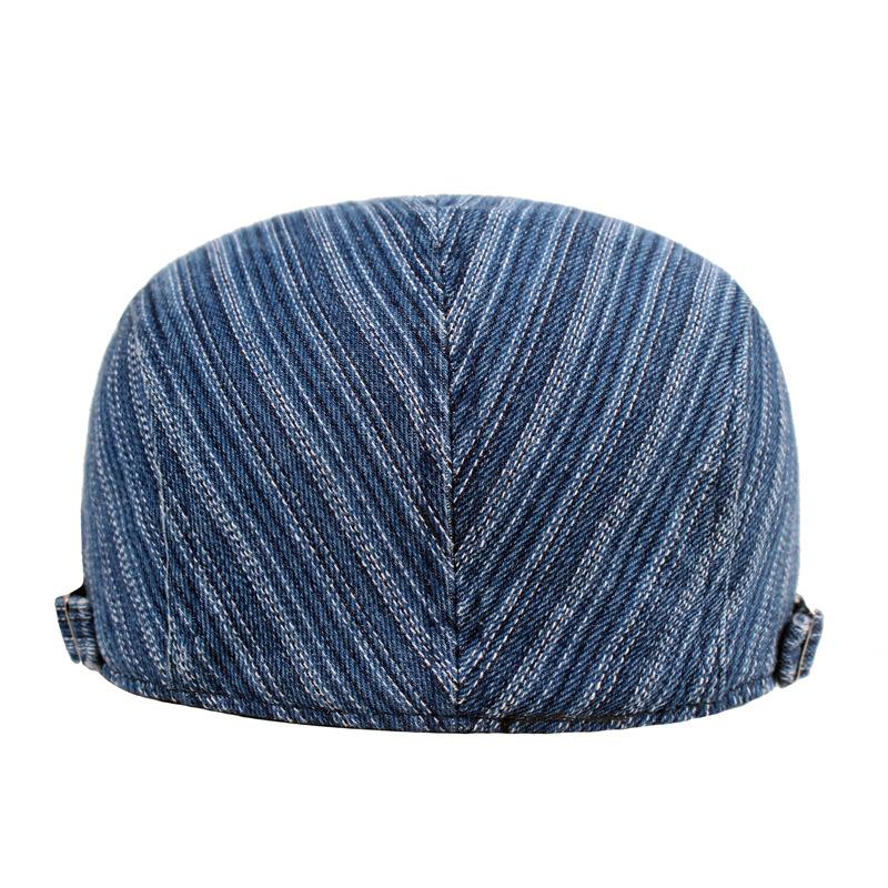 Джинсовая полосатая ретро-кепка с язычком-уткой, литературный молодежный берет, мужская и женская шляпа