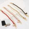 26cm Cell Phone Strap Rope Pendant Leather Pearl Anti-loss Hand Rope