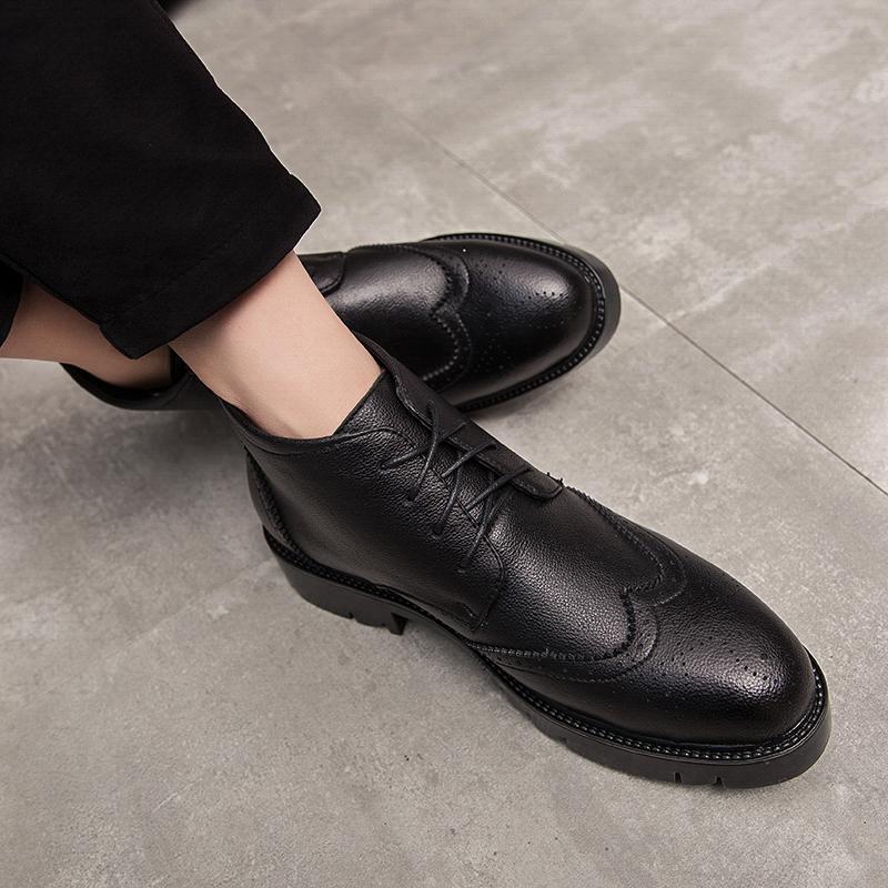 Мужские дизайнерские туфли из кожи с высокой толстой подошвой, модные тенденции мужской моды, универсальные, для вечеринок, свиданий, офиса, мужские туфли