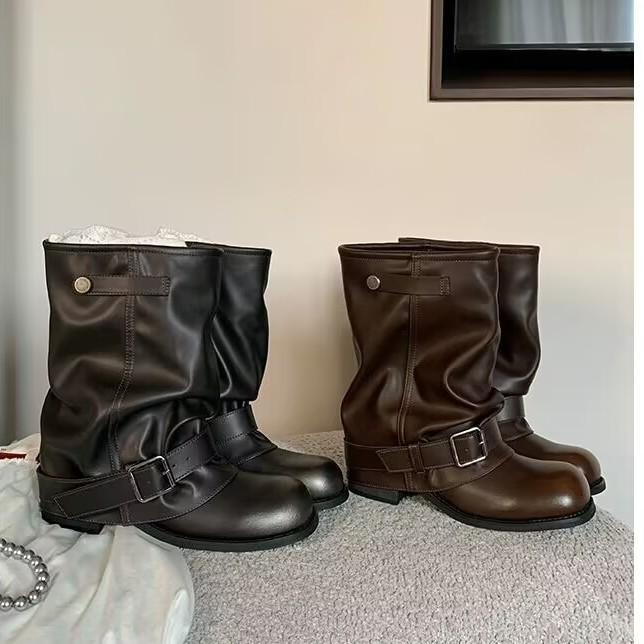 Виноградная мать studiolee пустошь ветер толстая подошва увеличение высоты ширина большой обхват голенища ботинки-чулки западные короткие ботинки женские осень и зима