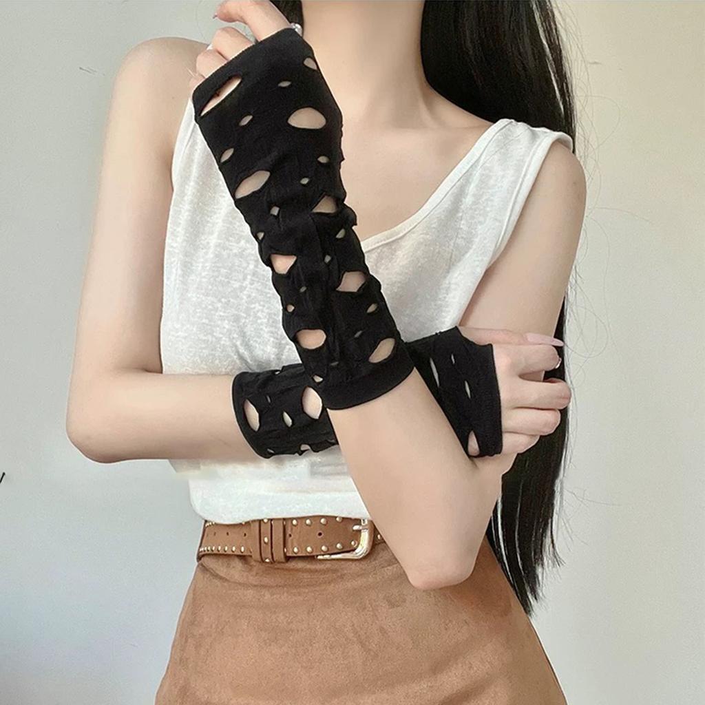 Новые черные готические перчатки без пальцев с вырезами для женщин, мужчин, унисекс, панк, нарукавники, митенки для косплея, Хэллоуина