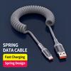 Спиральный USB C кабель для быстрой зарядки, плетеный, высокоэластичный, пружинный дизайн, проводник из чистой меди, совместимый с CarPlay, для iPhone 17