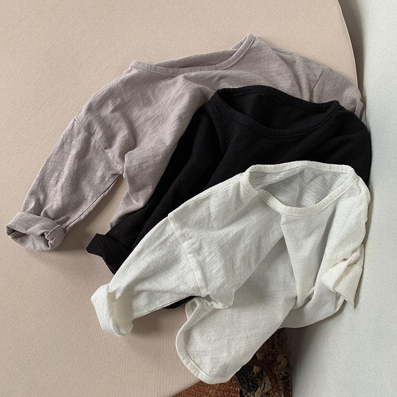 Bamboo Cotton Long Sleeve T-shirt for Boys & Girls - 2025 Spring/Autumn Korean Style Base Layer