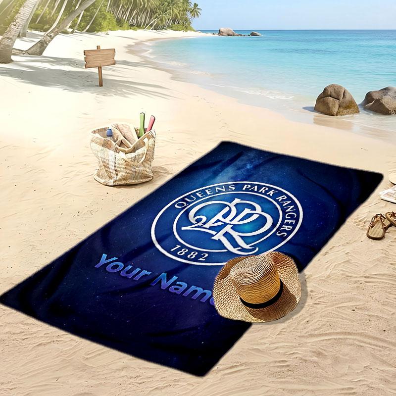 Queens Park Rangers FC Personalized Printed Beach Towel Soccer Logo Support Custom Name Text Absorbent Towel For Sport Travel Special Gift