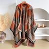 Ethnic Style Knit Shawl Faux Cashmere Cape Women Travel Outdoor Wear Warm Winter