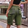 5Colors 2XL Women's Fashion Casual Solid Color Washed Denim Multi-Pocket Belt Overalls Five-Point Shorts