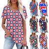 Women's Casual V-Neck Short Sleeve Chest Ruffle Printed Top