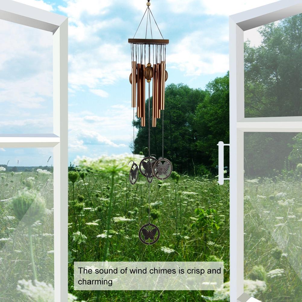 Outdoor Garden Yard Copper Alloy Wind Chime Multi Tube Windbell Hanging Decoration(Butterfly )