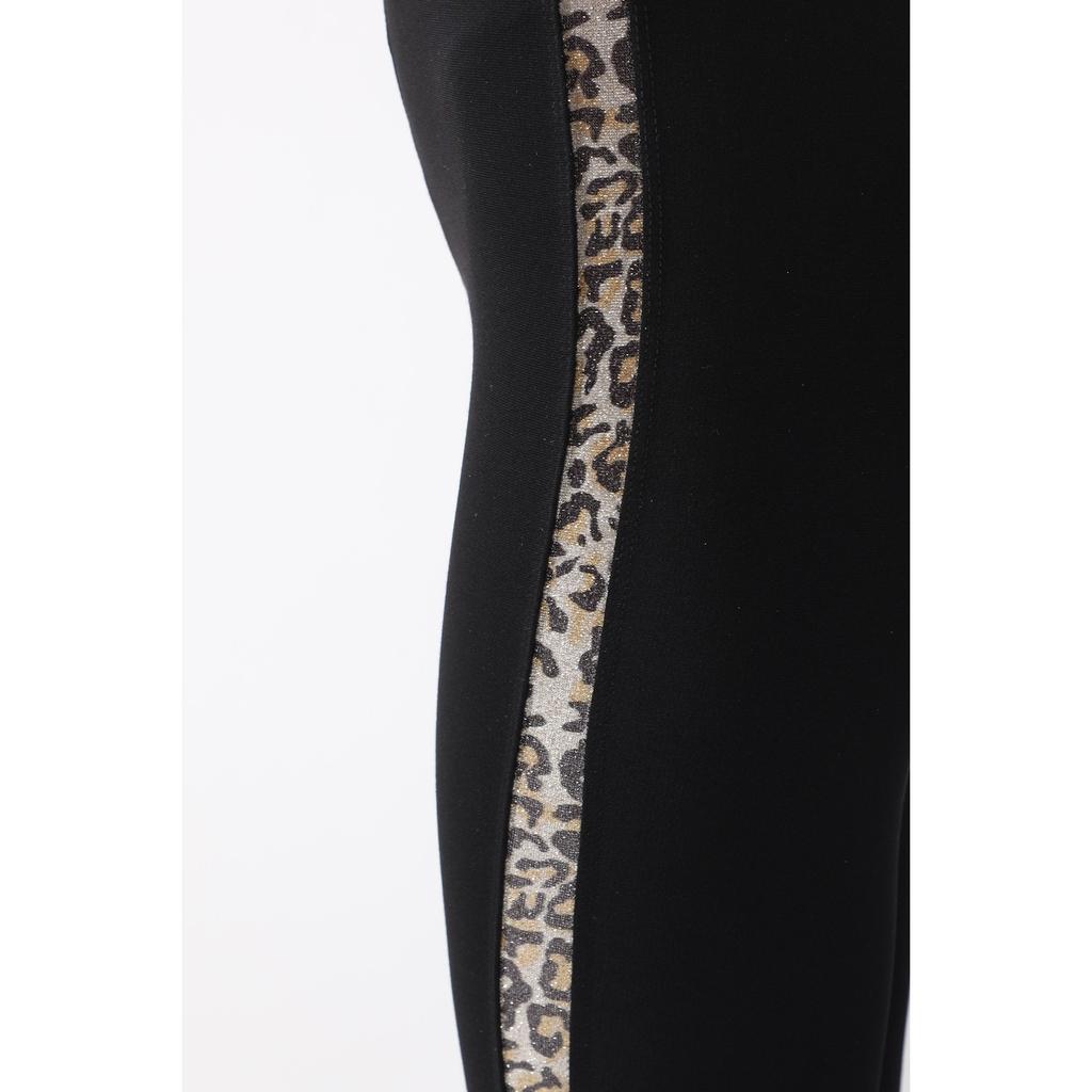 Черные бархатные леггинсы в полоску с пайетками, украшенные блестками