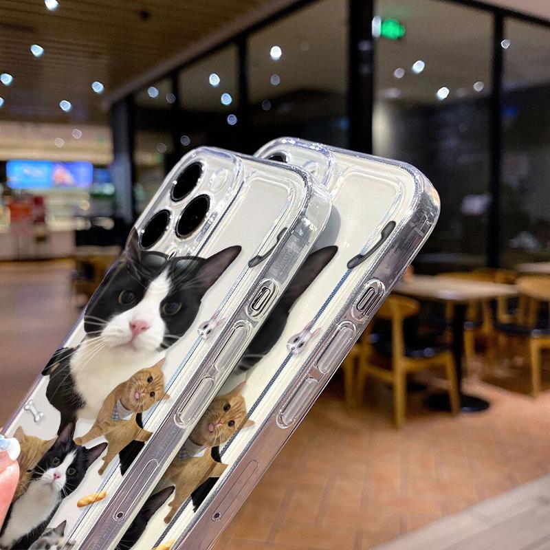 Милый прозрачный чехол для телефона с кошкой для iPhone 17 Air 16 15 14 13 Чехлы 15 16 Pro Max 17 Air 12 11 14 Plus 16promax Fundas Мягкий чехол из ТПУ