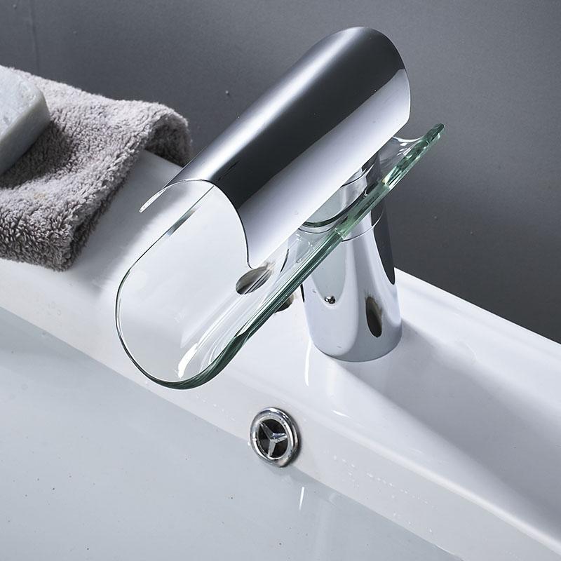 Смеситель для раковины в ванной комнате, стеклянный смеситель для раковины Torneira, смесители для горячей и холодной воды, водопадный смеситель для раковины со стеклом, короткий/высокий тип