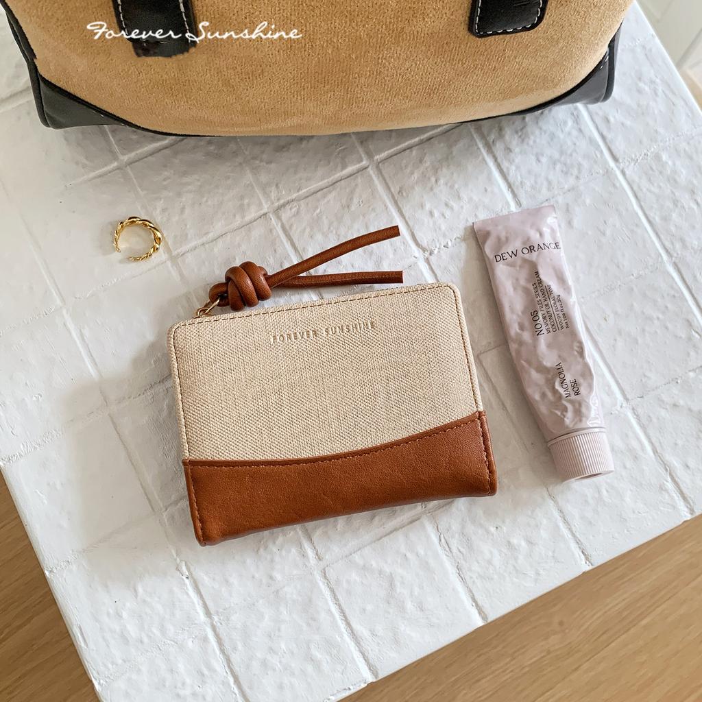 Leather Bifold Card Holder Wallet Women Small Wallet with Photo Window Multiple Card Slots Zipper Coin Purse Pocket Money Bag
