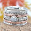Pearl Silver Ring ,925 Sterling Silver Spinner Ring Worry Ring, Boho Ring, Ethnic Handmade Meditation Ring Two Tone Spinner Ring