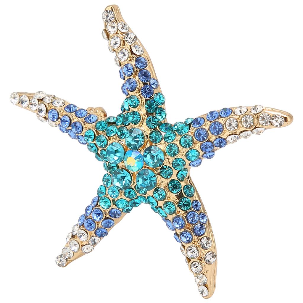 Pentagram Rhinestones Pin Brooch Starfish Clothing Accessories Ocean Blue Decorations