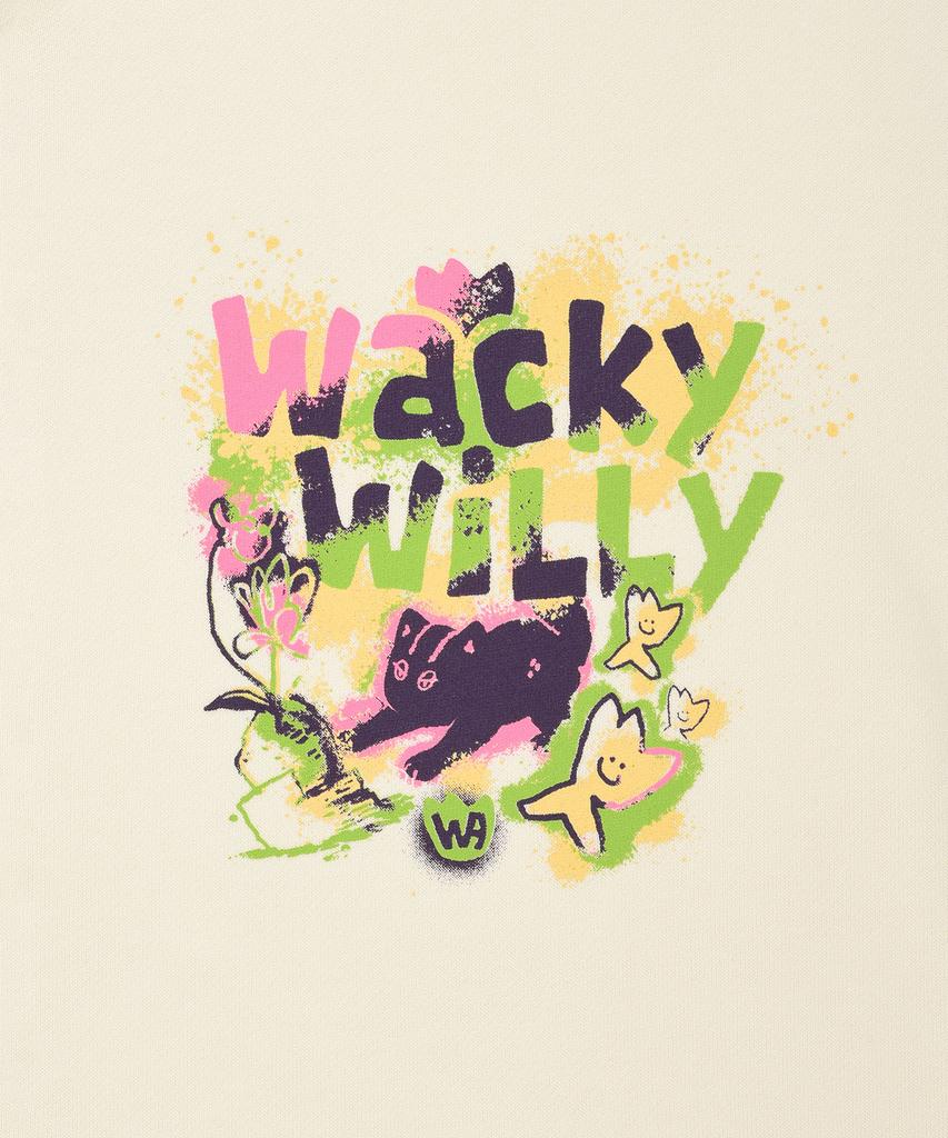 Кремовая толстовка на молнии с графическим принтом Wacky Willy