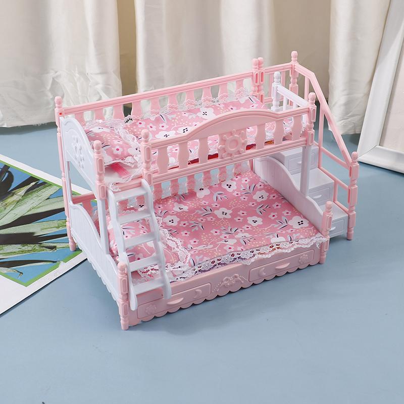 16 см кукла двухъярусная кровать игрушечные аксессуары одеяло подушка дом Европейская кровать принцессы