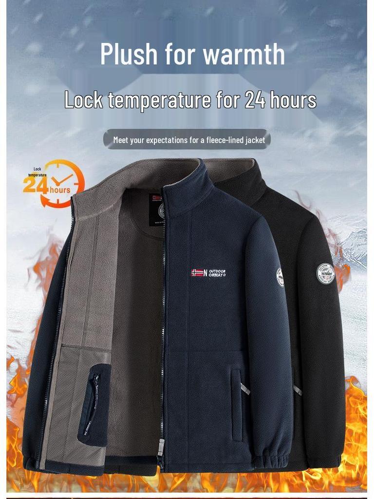 Высококачественная утолщенная норвежская зимняя куртка из флиса и хлопка с вышивкой и воротником-стойкой