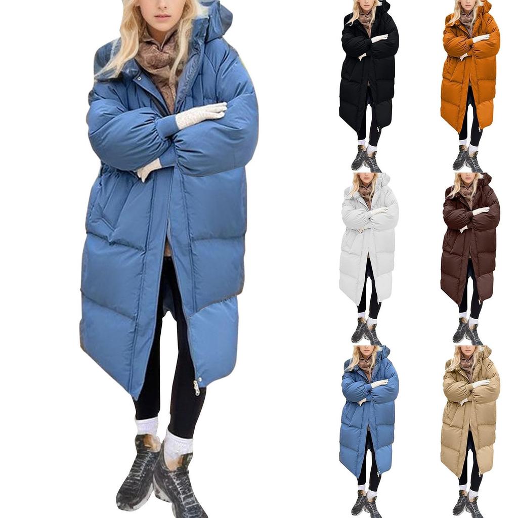 Women's Solid Color Thick Loose Long Over The Knee Padded Coat Bread Coat