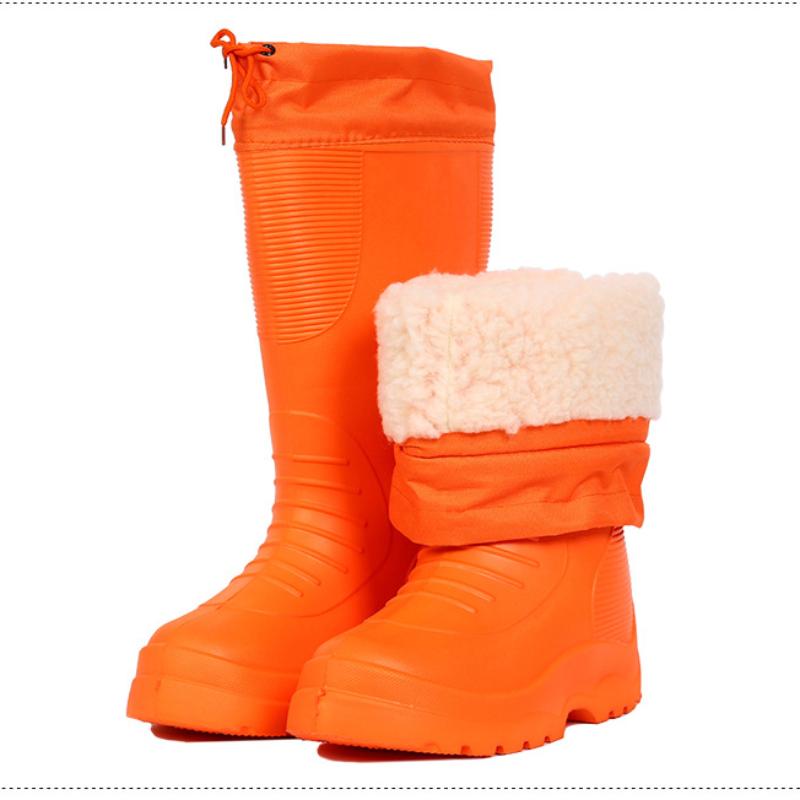 Водонепроницаемые мужские резиновые сапоги Хлопковые Легкие Противоскользящие Женские Сапоги EVA Утепленные Плюшевые Мужские Рыбацкие Ботинки Уличные Зимние Сапоги