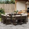 VidaXL Garden Dining Set and Cushions 9 Pcs Brown Poly Rattan 3211737