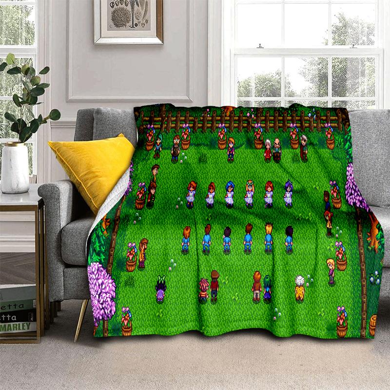 3D Карта Фермы Stardew Valley Мультяшное Одеяло, Мягкое Пледовое Одеяло для Дома Спальни Кровати Дивана Путешествий Пикника, Подарок для Детей