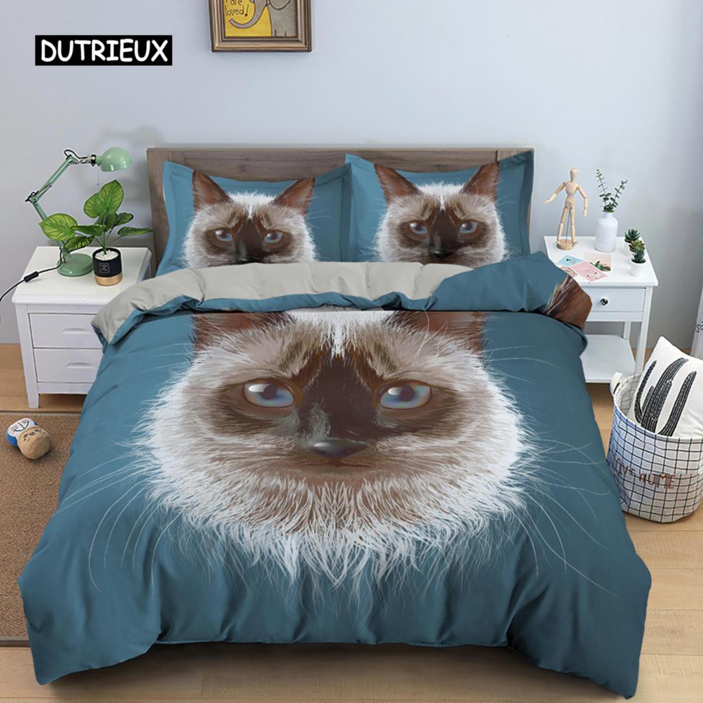 Пододеяльник с изображением канадского сфинкса и кошки King Queen Lovely Pet Kitty, комплект постельного белья для детей, подростков и взрослых, с милым животным, мягкий полиэстеровый пододеяльник