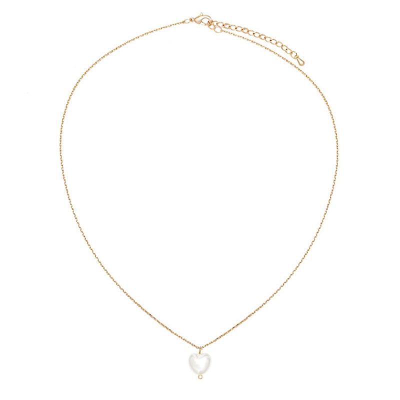 Japanese and Korean ins style simple temperament collarbone chain versatile neck chain couple gift, sweet girl love pearl necklace