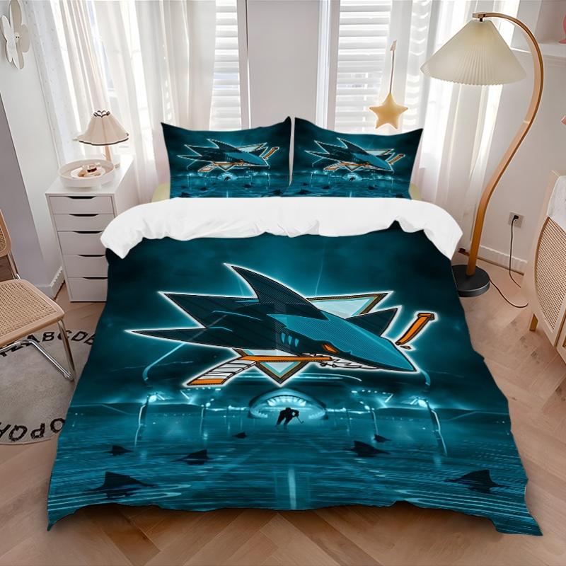 3pcs bedding set Shark Includes 1 Comforter + 2 Pillowcases, Without Pillow Inserts, Soft Comfortable, Lightweight Breathable, Printed Home