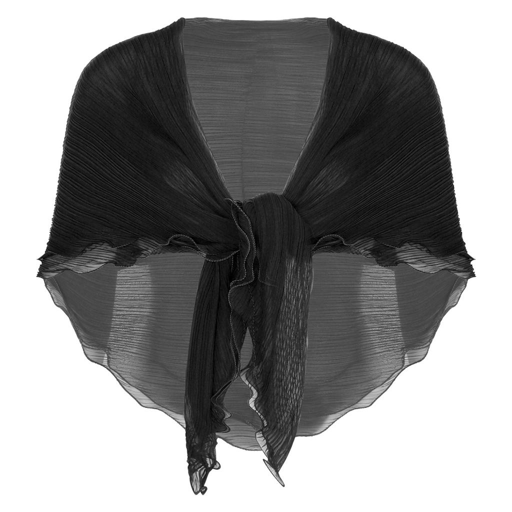 Womens Casual Long Sleeve Sun Protection Tops Open Front Chiffon Wraps Pleated Shawl Cover Ups Beachwear