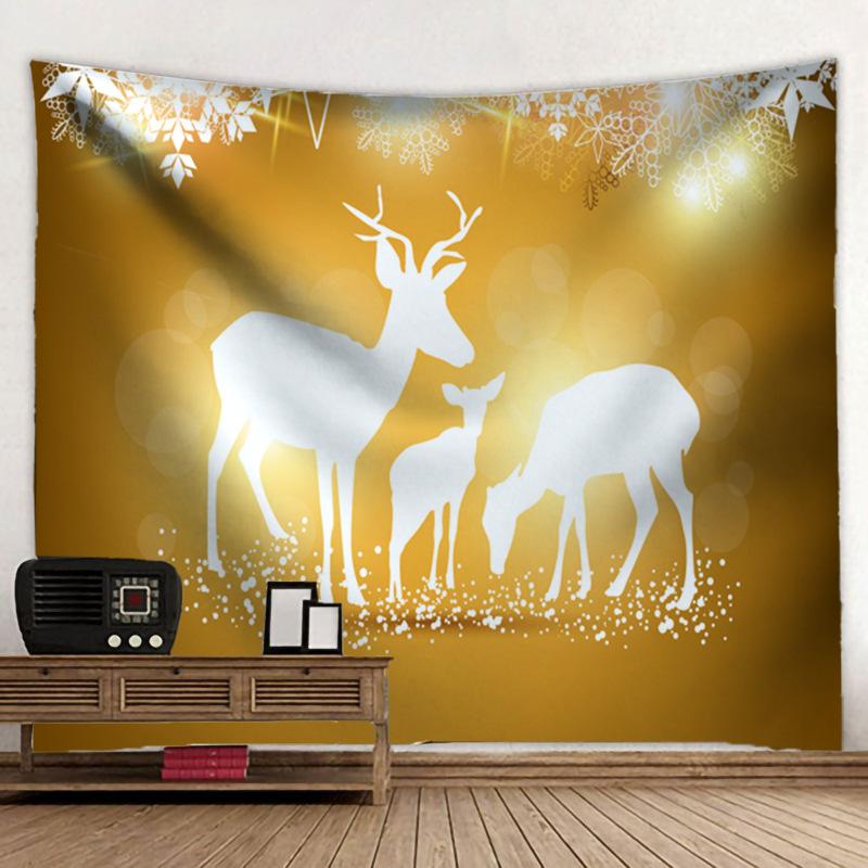 Elk Printing Tapestry 3D Forest Waterfall Landscape Wall Hanging Home Background Cloth Decor Garden Poster for Outside