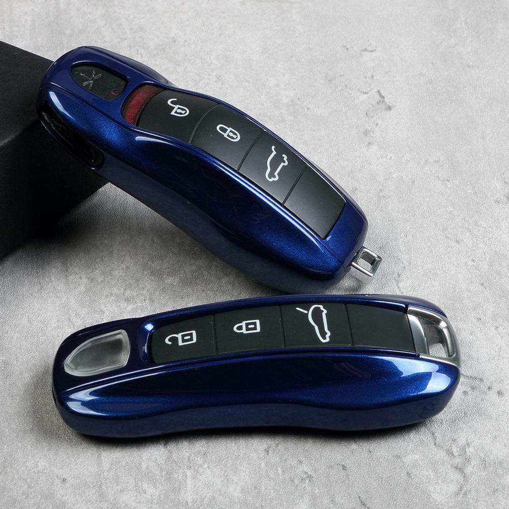 For Porsche Gentian Blue Key Case Cayenne Macan911 Paramela 718/Taycan Blue