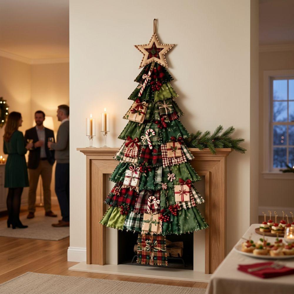 Vintage Oversized Fabric Christmas Tree Handmade DIY Christmas Patchwork Craft Kit Christmas Gift