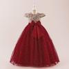 European & American Girls' Puff Sleeve Sequin Flower Girl Princess Dress - Floor-Length
