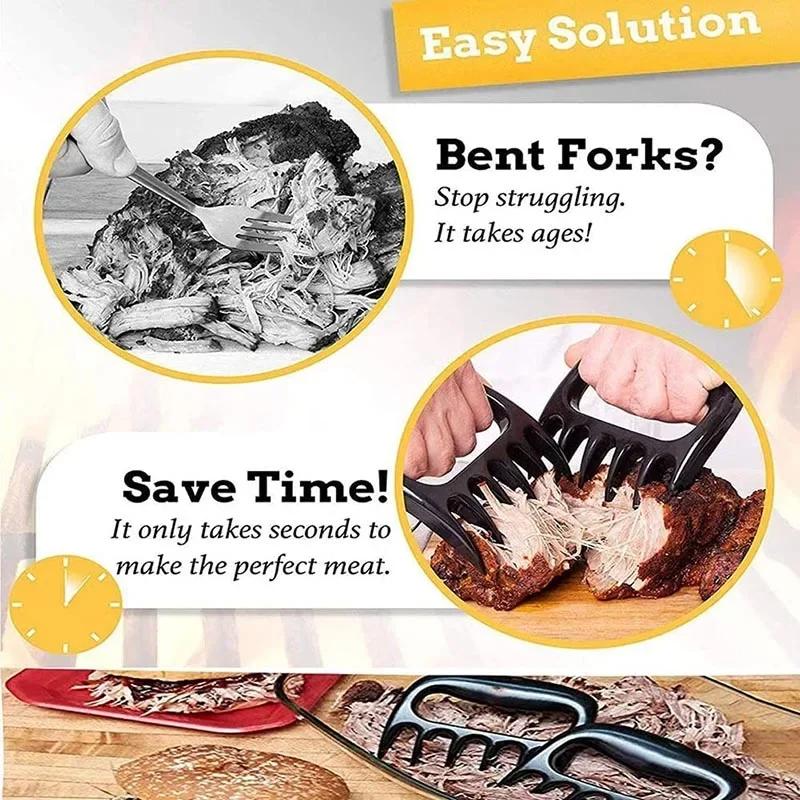2 шт., разделитель мяса Bear Claw, вилка для мяса, измельчитель, ручка для барбекю, кухонная вилка для еды, ломтерезка для гриля, кухонные принадлежности