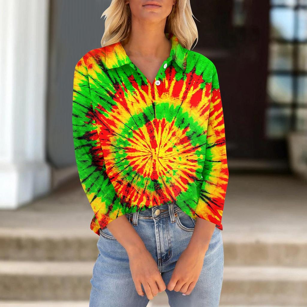 Женская футболка с рукавами семь четвертей, V-образным вырезом, застегивающаяся на пуговицы, с принтом свободного кроя на Хэллоуин