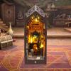 Набор для создания книжного уголка своими руками 3D Деревянный пазл Вставка для книжной полки с подсветкой Модель миниатюрного дома для самостоятельной сборки Книжная закладка Строительные наборы Домашнее украшение