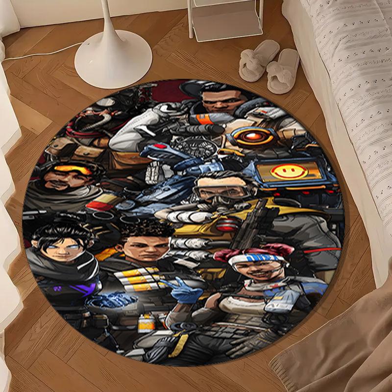 1PC Red Black Apex Round Rug for Livingroom,Bedroom, Palyroom, Chair Rug, Area rug, Circle Carpet, Large Size Fan Christmas gift