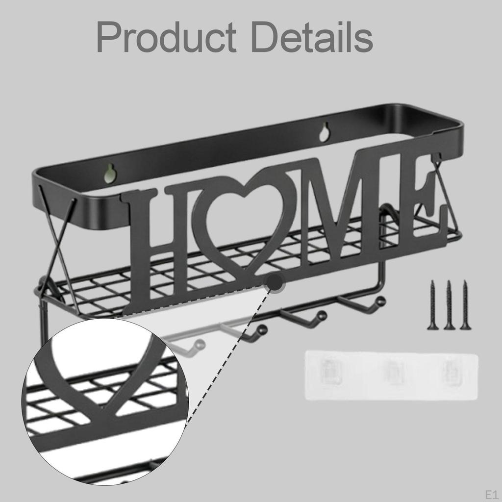 Metal Key Holder Iron Art Envelope Rack Fashion Decor with 5 Hooks Towel Hanger No Drill Hanging