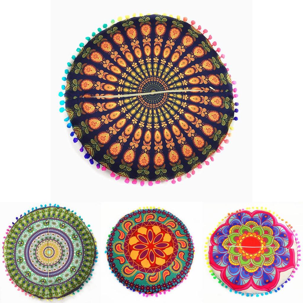 Роскошная круглая наволочка с мандалой для стильного богемного домашнего декора