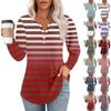 Women's T Shirt Tee Button  Print Long Sleeve Daily Weekend Fashion Basic V-Neck Top