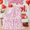 Pink heart-shaped pattern Printed Blanket for Sofa Bed Travel Camping Living Room Office Conditioning Blanket